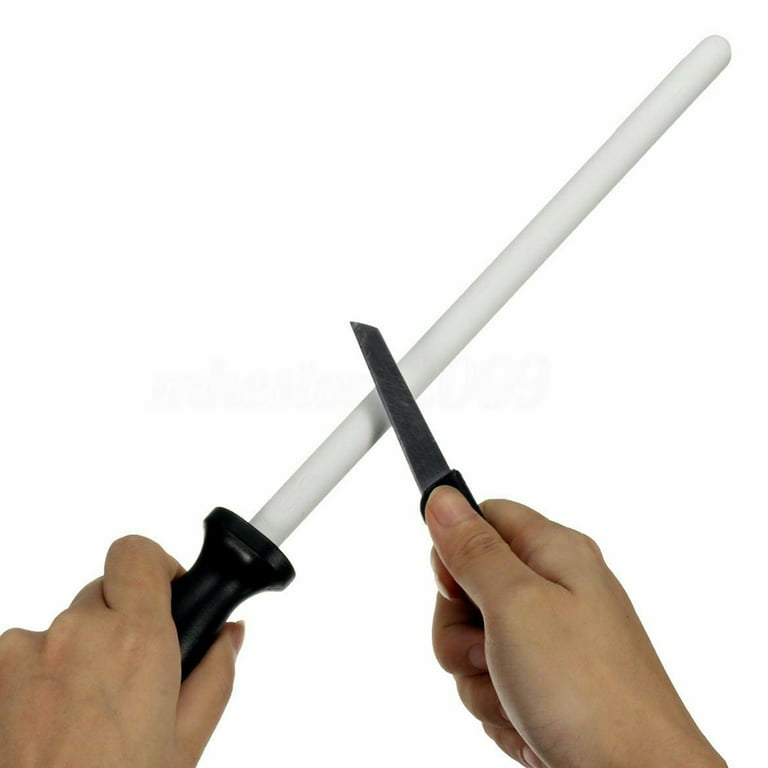 Superior Knife Sharpening Rod, 12 Inch Professional Diamond Brushed  Sharpening Steel Black
