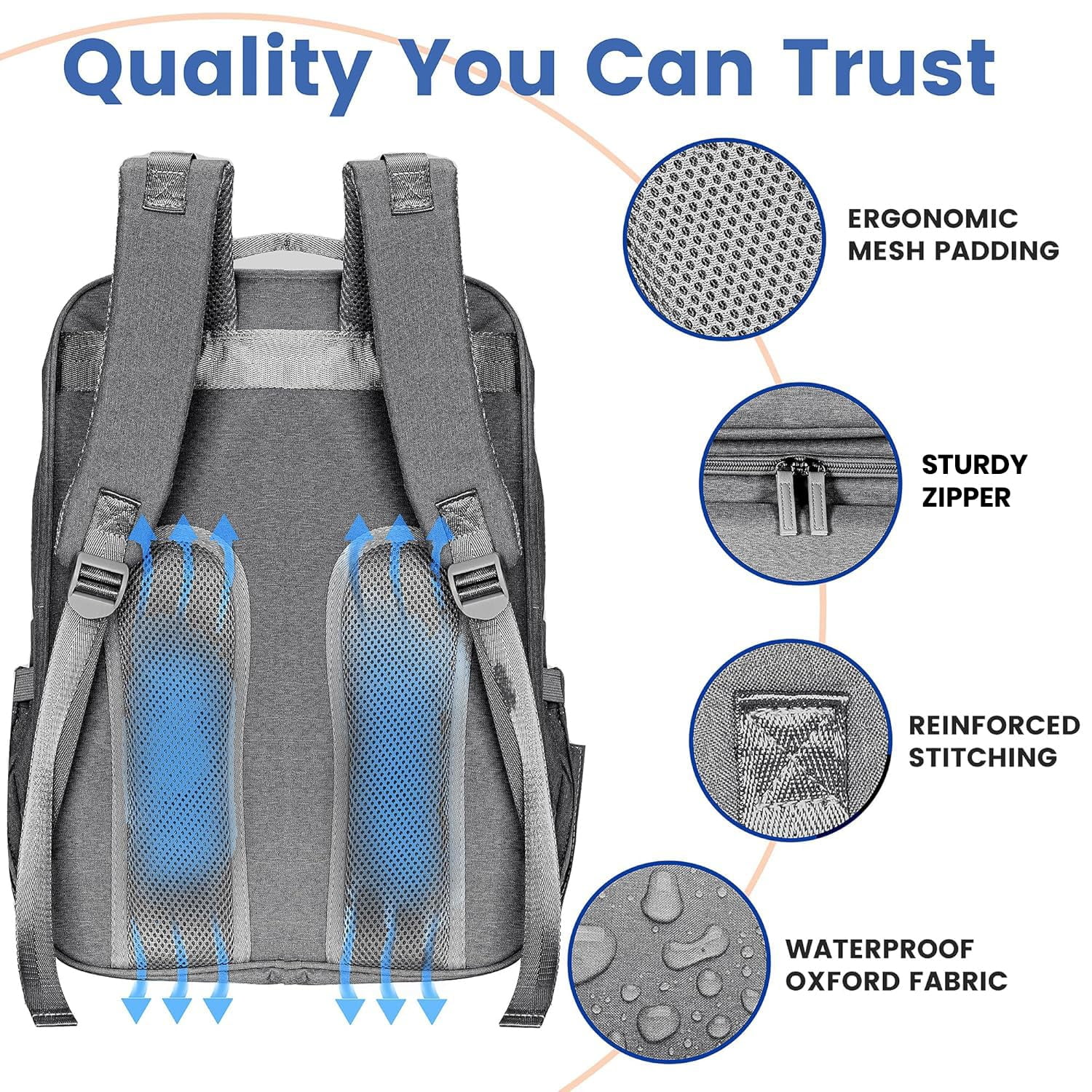 PILLANI Baby Diaper Bag Backpack - Large Bag for Boys & Girls, Waterproof Diaper Backpack - Travel Diaper Bags w/Changing Pad, Baby Registry Search & Shower Gifts - Essentials Must Haves Newborn Stuf