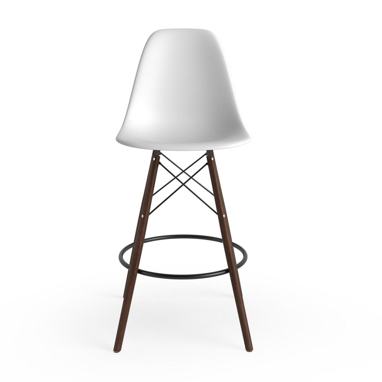 Plata Décor Import Inc - Eames Eiffel  Stool Walnut 26" in White