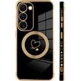 thumbnail image 4 of for Samsung Galaxy S23 Case [Support Magsafe] Love Heart Pattern Magnetic Plating Luxury Elegant Case Camera Protector Soft TPU Shockproof Corner Back Cover -Black, 4 of 11