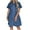 Clearance-Light Blue, variant on Fartey Summer Denim Dresses for Women Lapel Button Down Short Sleeve Dress Loose Fit Knee Length Dress Babydoll Casual Jean Dress with Pockets Light Blue S-XL