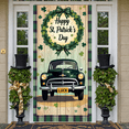 thumbnail image 5 of Green Themed St Patrick's Day Banner Clover Pattern Rainbow Backdrop Vintage Truck Design Shamrock Decor Luck Themed Display for St Patrick's Day Celebration Festival Indoor Decoration, 5 of 9