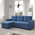 thumbnail image 4 of 91.7" Pull-Out Sleeper Bed, L-Shape 3-Seater Modular Fabric Convertible Reversible Sleeper Sectional Sofa Couch with Storage Chaise - Blue 00002, 4 of 9