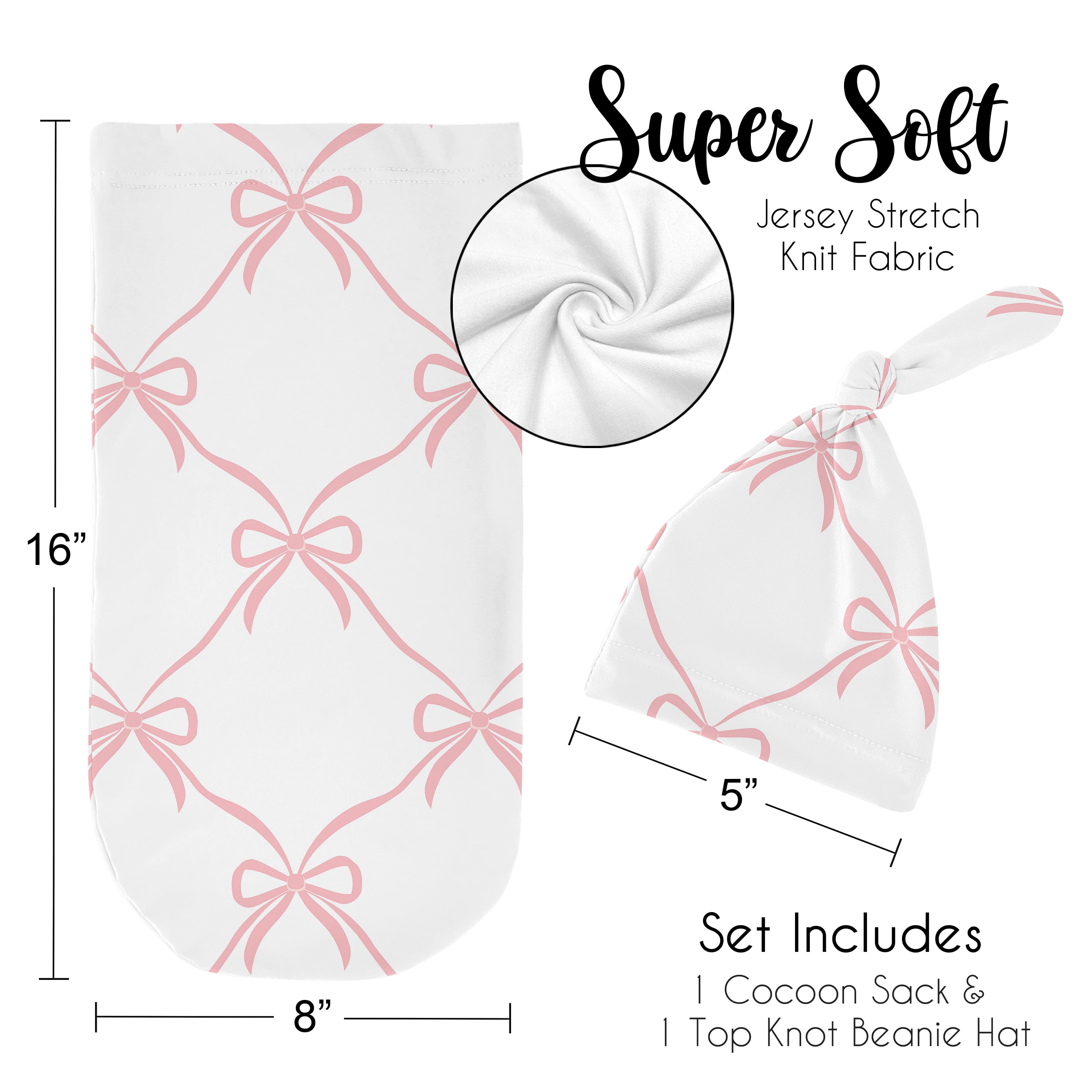 Sweet Jojo Designs Ballerina and Ballet Bows Girl Baby Cocoon and Beanie Hat Sleep Sack Set 2 Piece