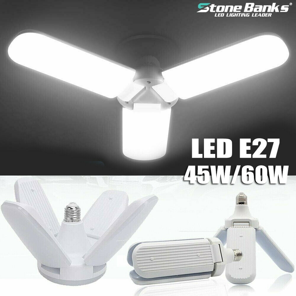 E27 E26 90W Deformable LED Garage Light Bulb Ceiling Fixture Shop Workshop Lamp 