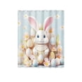 thumbnail image 2 of NWOKYZGH 1Pc Easter Bunny Shower Curtain Colorful Eggs Cute Spring Farmhouse Rustic Holiday Wooden Window Nature Green Leaves Floral Bathroom Curtain, 35 X 70 Inch, 2 of 6