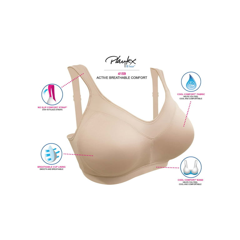 Playtex 18 Hour Active Breathable Comfort Wirefree Bra Nude 42 B Style #4159  J