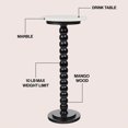 thumbnail image 2 of JONATHAN Y Monroe 24.25" Rustic Farmhouse Spindle Wood Drink Table and Decorative End Table with White Marble Round Top, Black, END3005A, 2 of 5