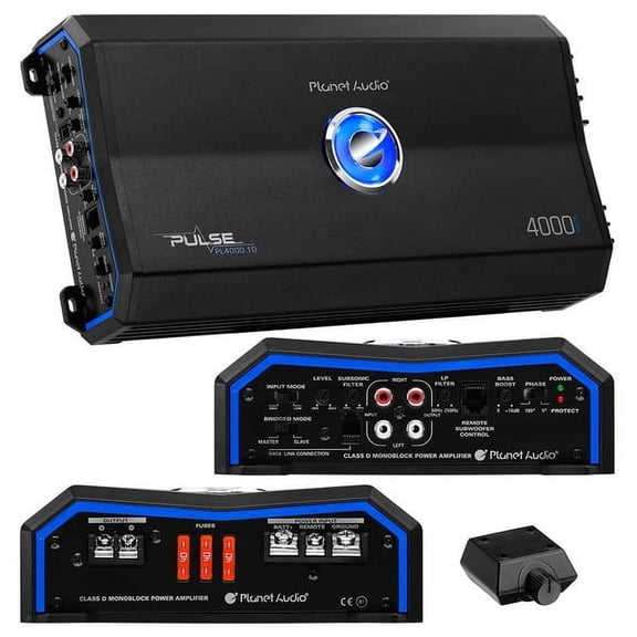 Planet Audio PL4000.1D Pulse Series Car Audio Amplifier 4000W Output, Monoblock, Class D, MOSFET