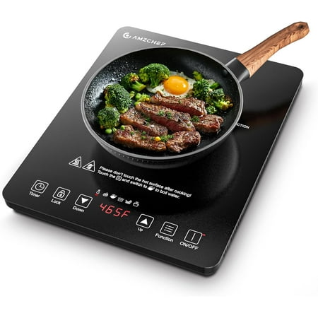 Portable Induction Cooktop with 20 Power and Temperature Levels, 1800W, 6.8 Inch Heating Coil, Timer, Low Noise Bestseling