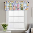 thumbnail image 4 of Cute Gnomes Window Valance for Kitchen, Watercolor Country Spring Colorful Flowers Butterfly Blue Plaid Rod Pocket Short Curtain for Small Windows, Light Filtering Decorative Valance, 54 x 18 Inch, 4 of 9