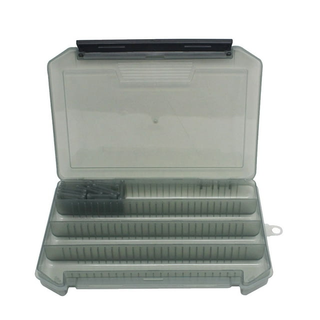 Eigraketly Caja de señuelos de pesca con divisores extraíbles Caja de señuelos Cajas de almacenamiento Suministros Ganchos Organizador Pescar Gris