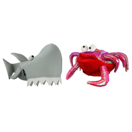 Gray Shark Red Crab Lobster Hat Plush Man Eater Jaws Ocean Costume Fish Set