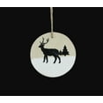 thumbnail image 3 of Northlight Winter Deer with Pine Trees on Wooden Disc Christmas Ornament - 3.75" - Beige, 3 of 4