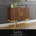 thumbnail image 4 of Posh Living Maleia 2-Doors Oak Veneer Wood Accent Chest in Walnut/Gold, 4 of 10