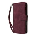 thumbnail image 2 of for iPhone 16 Multifunctional Case Wallet with Card Slots, Premium Soft PU Leather Zipper Folio Flip with Crossbody Strap Kickstand Zipper Phone Cover for iPhone 16, Winered, 2 of 9