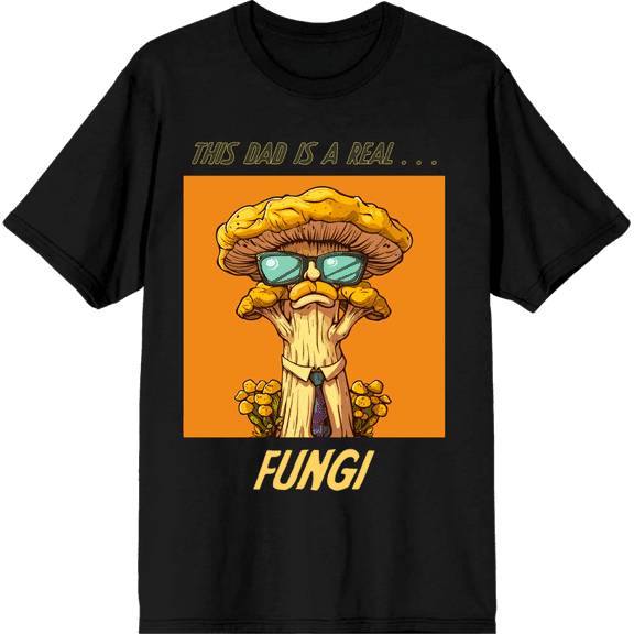 My Dad Is A Real Fungi Dad Jokes for Father's Day Adult Black Crew Neck Short Sleeve Tee-Medium