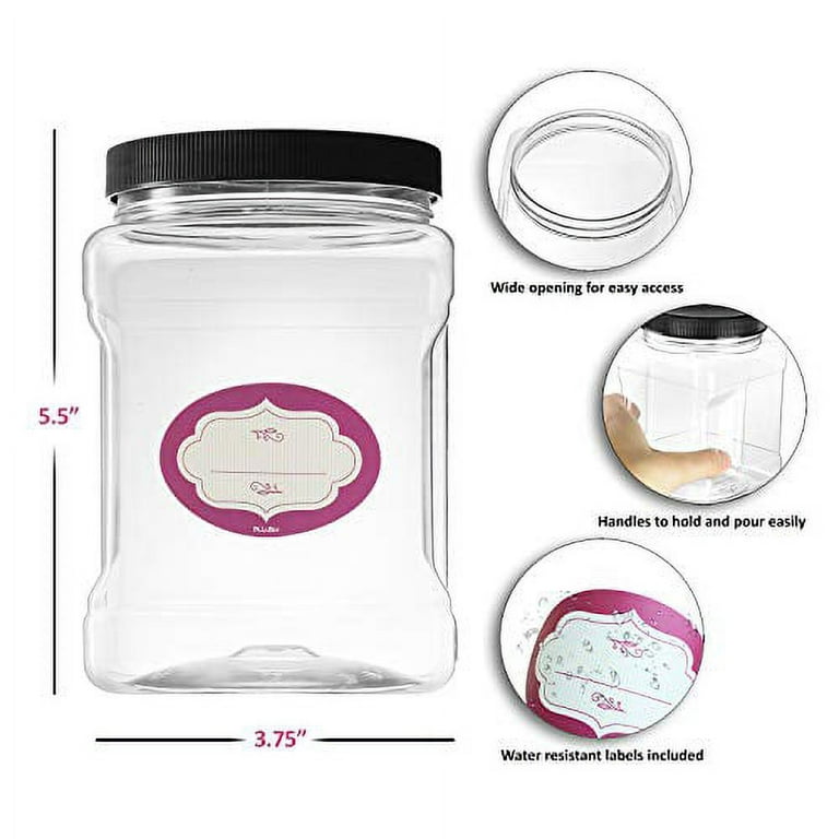 LotFancy 24 Pack Plastic Jars with Lids, 16 oz (12 Pack) 8 oz (12 Pack),  Clear Plastic Containers for Food 