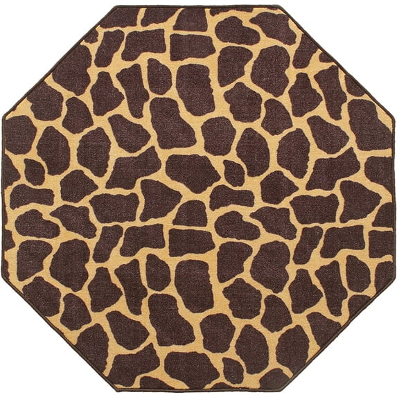 Animal Collection Custom Size Animal Print Area Rug for Living Room, Dining Room, Kitchen, Bedroom, Kids, Giraffe Tall Order - 5' Octagon