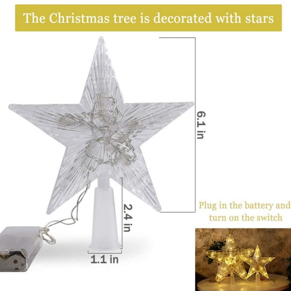 LED Lighted Christmas Tree Topper Star 6.3 x 7 Inch Star Tree Topper Xmas Ornaments Party Home Decoration (Colorful Light)