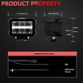 thumbnail image 2 of Zootealy 5-Inch Square Refractive Work Light with Angel Eyes, Waterproof, Multiple Lighting Modes, Single Unit, 100W LED Spotlight + Floodlight, IP68, Black, Aluminum Alloy, PMMA Plexiglass, 6000K,, 2 of 6
