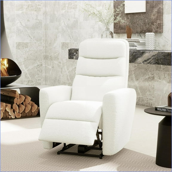 Recliners Bloomy 35.5" High-Back Power Motion Recliner Chair, Off-White Faux Sherpa Boucle | Boucle | Off-White