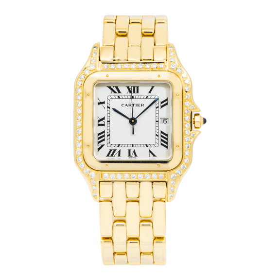 Pre-Owned Cartier 18K Yellow Gold Panthere De Cartier 883969 Large Diamond Watch