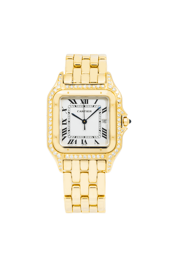 Pre-Owned Cartier 18K Yellow Gold Panthere De Cartier 883969 Large Diamond Watch