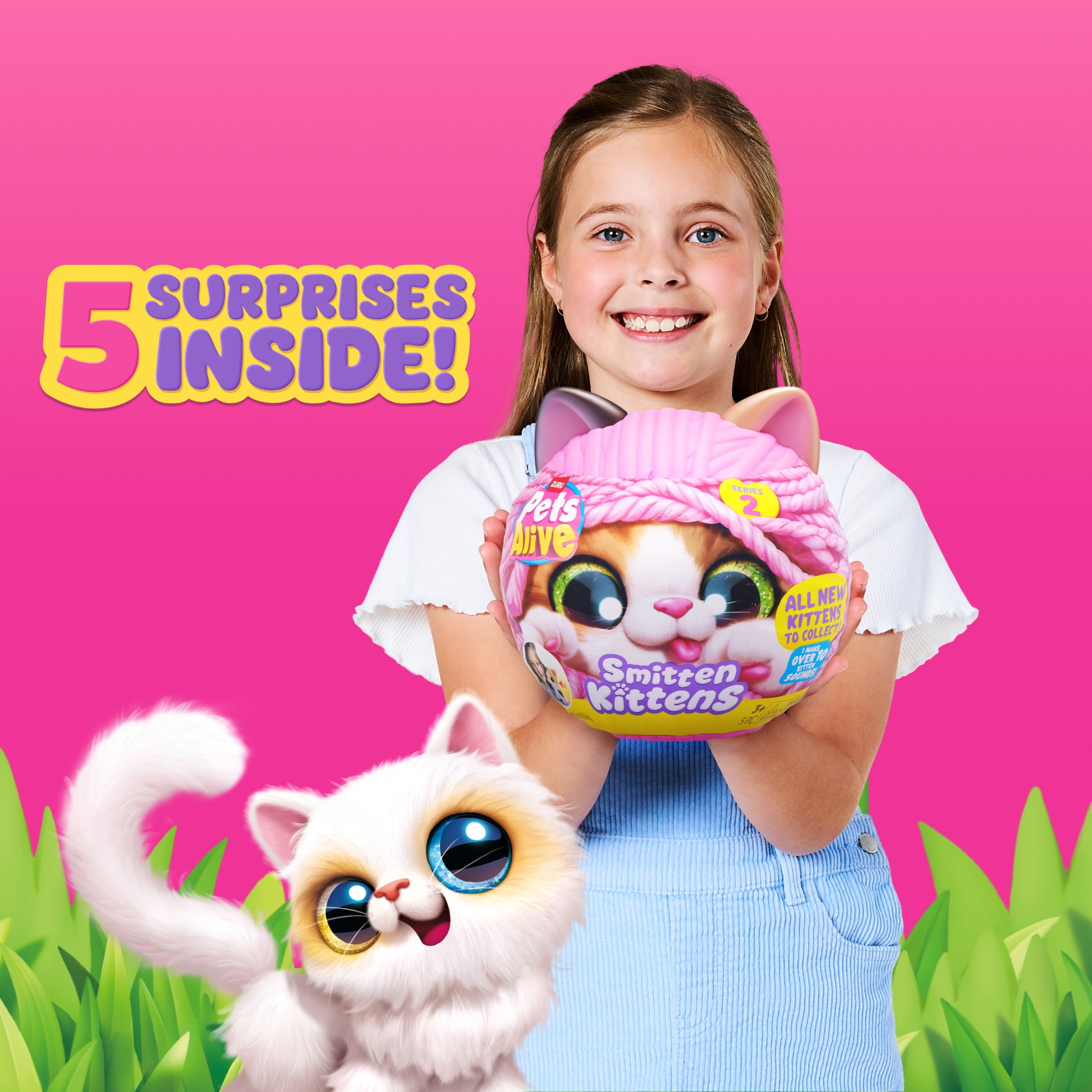 Pets Alive Smitten Kittens Series 2 Cat Interactive Plush Toy, Collectible by ZURU (Colours may vary)