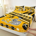 thumbnail image 3 of Feelyou Modern Rugby Helmet Bed Sheets for Kids, Stripes Gold Black King Sheets, Eat Sleep Sports Sheet Set, Breathable Home Decor, 4 Pieces, 3 of 7