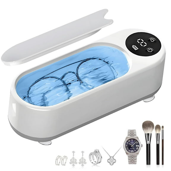 Ultrasonic Jewelry Cleaner Machine,Professional 48KHz Ultra Sonic Cleaner for Jewelry,Eyeglass,Rings,Watch Band,Dentures,Sonic Cleaner with One-Touch Operation,Digital Timer,for Home Use