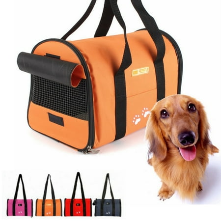 Puppy Carrier - Pet Dog Bag Carrier- Folding Bag Cat Bags Puppy Carrier Travel Tote Kitten Box Cage Breathable Mesh Handbag for Pet Between 0.5-3.5KG Color:Rose Red/Red/Blue