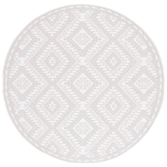 SAFAVIEH Prairie Ethelbert Geometric Area Rug, Beige/Ivory, 6'7" x 6'7" Round