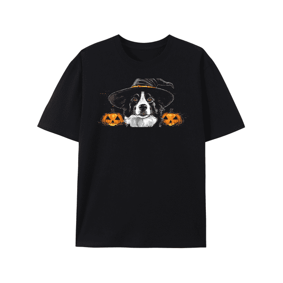 Greenink Men's Halloween Shirt, Ghost Pumpkin Witch Hat Graphic Tee, Spooky Short Sleeve Crew Neck T Shirt for Halloween Party, Trick or Treat Fall Casual Outfit