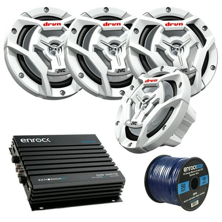 Essential Combo Package Marine Speaker And Amp Package: 4x JVC CS-DR6201MW 300-Watt 6.5