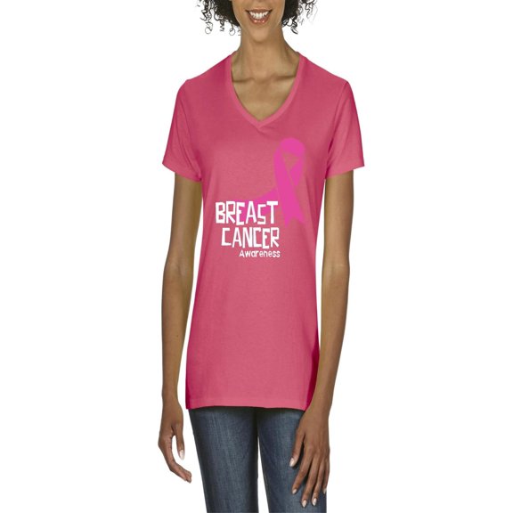 NIB - Women's T-Shirt V-Neck Short Sleeve - Breast Cancer