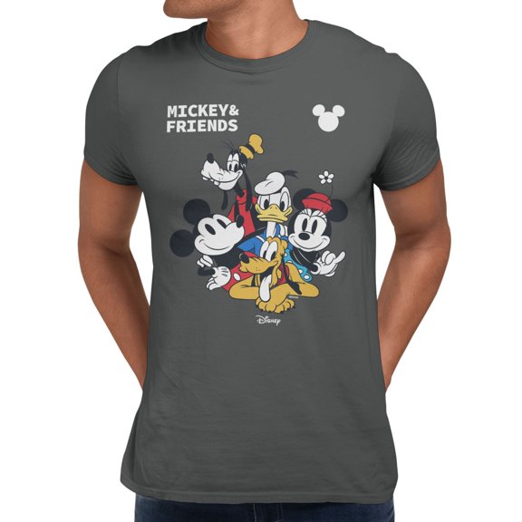 Disney Mickey Mouse Cute Squad Men's T Shirt (Charcoal, S-XXXL)