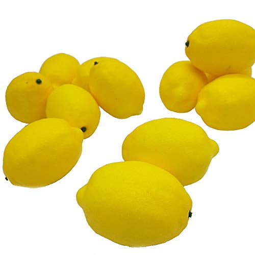 12 Pcs Fake Yellow Lemons Artificial Foam Fruit Model Decorative for House Kitchen Summer Party
