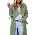 thumbnail image 3 of Lixiuxyad Jacket for Women Women's Open Front Long Trench Coats Long Sleeve Slim Casual Pockted Windproof Overcoat With Belt Green, 3 of 5