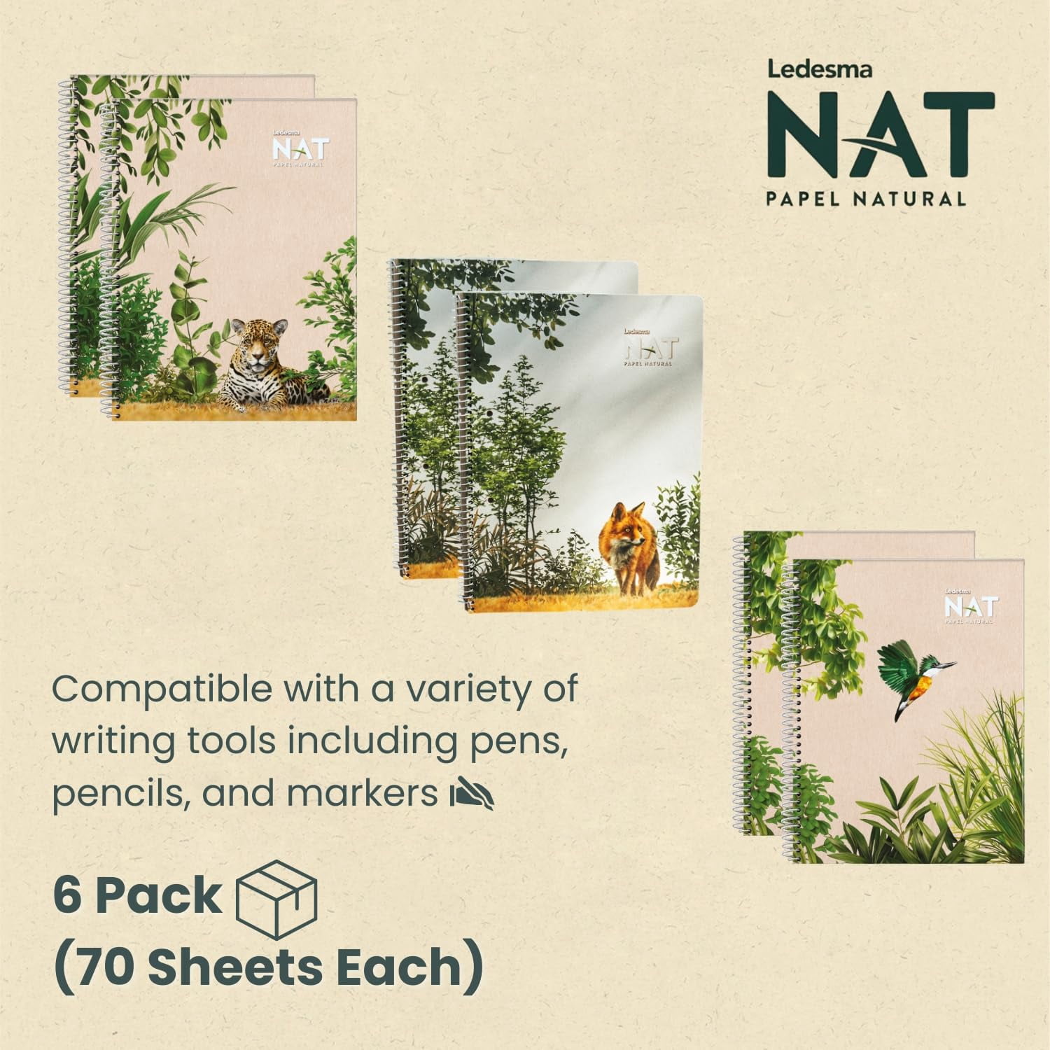 LEDESMA NAT Spiral Lined Notepad - 6 Pack