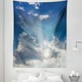 thumbnail image 1 of Scenery Tapestry, Big Sunbeam Coming out of Clouds Sunny Day Overcast Sky Scenic Scenery Picture, Fabric Wall Hanging Decor for Bedroom Living Room Dorm, 5 Sizes, Blue White, by Ambesonne, 1 of 1