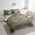 thumbnail image 3 of jejeloiu Brown Deeoblue 7 Pieces Bedding Comforter Set,Retro Victorian Print Full Bedding Set,Rustic Baroque Damask Fitted Sheet Flat Sheet For Girls Teens,Luxury Bedroom Decor Reversible, 3 of 8
