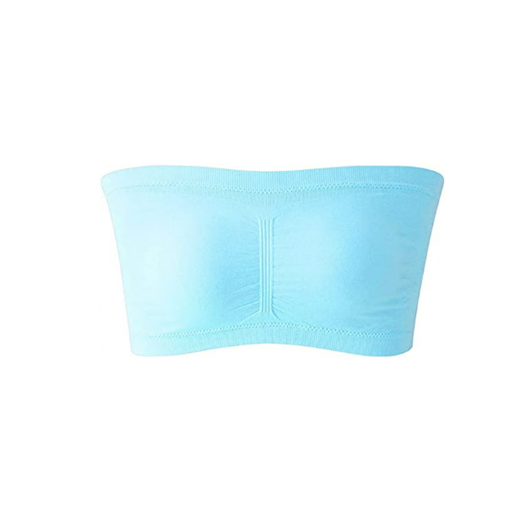 Women Stretch Strapless Bra Solid Color Crop Removable Padded Top Seamless Bandeau  Bra Padded Tube Soft Bralette Bras 