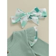 thumbnail image 5 of BABAMOON Newborn Baby Girls St. Patrick's Day Romper Dress Long Sleeve Clover Print Ruffle Jumpsuit with Headband Clothes, 5 of 9