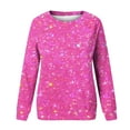 thumbnail image 4 of GaThRRgYP Going Out Tops for Women,Womens Plus Size Tops Tunic Short Sleeve Shirts,Fashion Women's Print Round-Neck Pullover Tops Long Sleeve Comfortable Blouse Sweatshirt Hot Pink S, 4 of 4