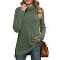 thumbnail image 2 of KIHOUT Hauts pour Femmes Printemps Hiver Décontracté Couleur Unie Chandail Col Rond Manches Longues Blouse Ample, 2 of 9