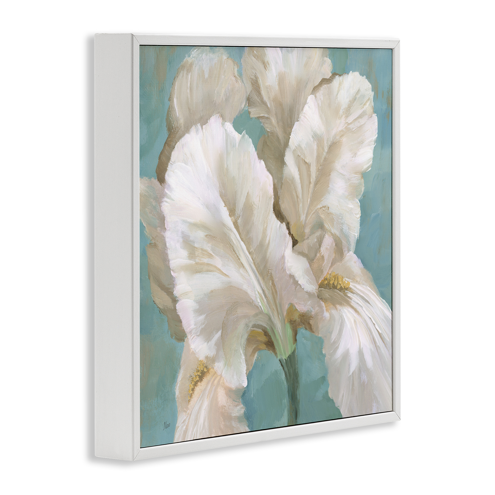 Stupell Industries White Iris Petals Botanical & Floral Painting White Framed Art Print Wall Art, 12 x 12