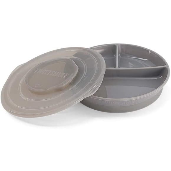 Plato Dividido Twistshake 6+m Gris Pastel
