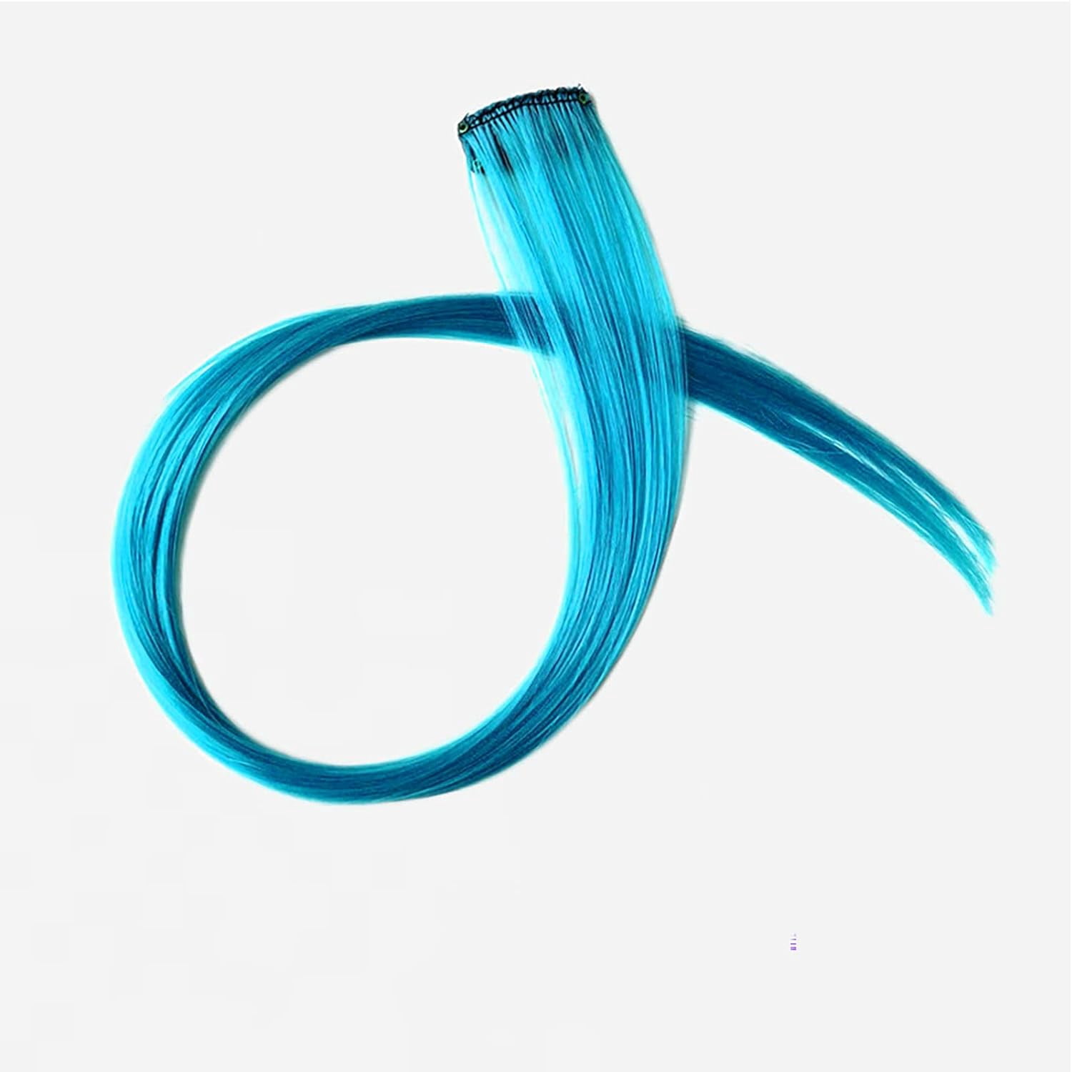 Hair Extension Clips 10pcs in Sky Blue 20 Inch Straight Hair Synthetic Fiber Hairpieces for Party