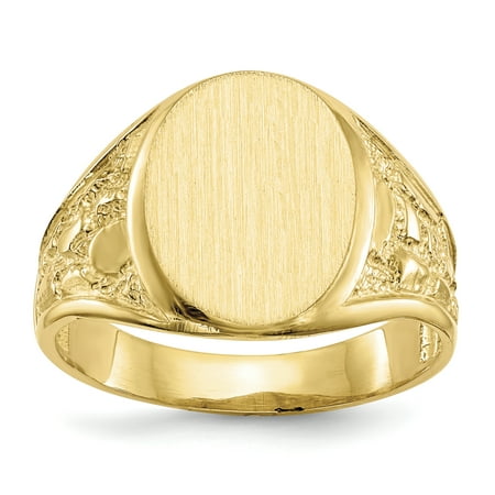 14k Yellow Gold Engravable Men's Signet Ring (14.6mm x 11.7mm face)